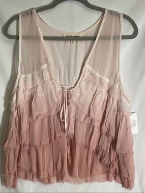 Lucky Brand Blush Ombré Tiered Sheer Sleeveless Top